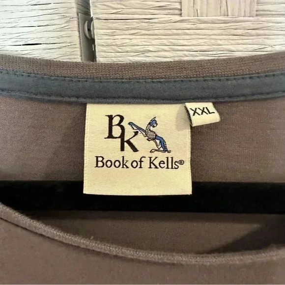 Book of Kells Unisex Moss Green Celtic Knot Graphic Raglan Slub Knit Tee sz XXL - Picture 4 of 5